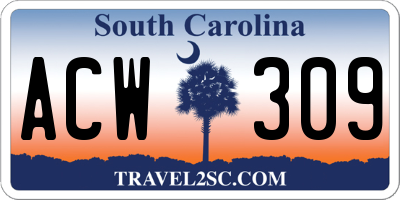 SC license plate ACW309
