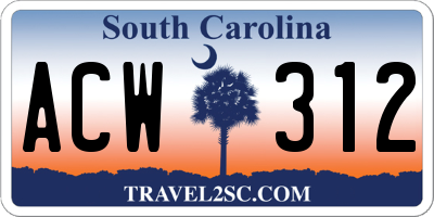 SC license plate ACW312