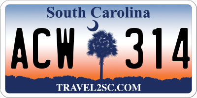SC license plate ACW314
