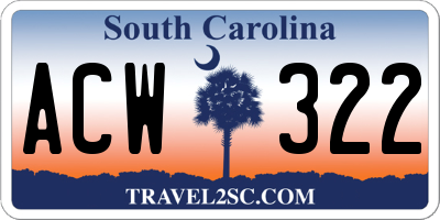 SC license plate ACW322