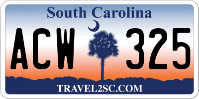 SC license plate ACW325