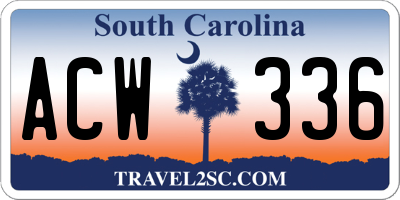 SC license plate ACW336