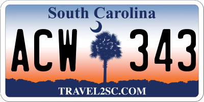 SC license plate ACW343