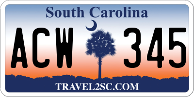 SC license plate ACW345
