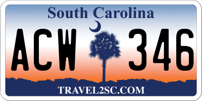 SC license plate ACW346