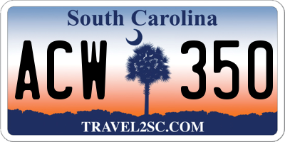 SC license plate ACW350