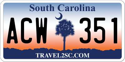 SC license plate ACW351