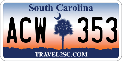 SC license plate ACW353