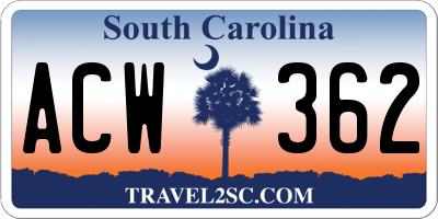 SC license plate ACW362