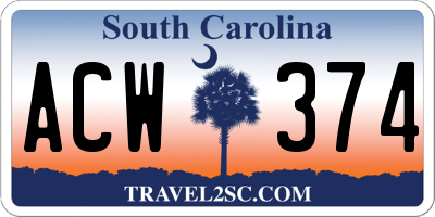 SC license plate ACW374