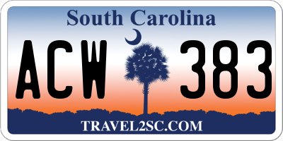SC license plate ACW383