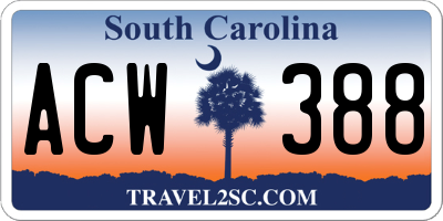 SC license plate ACW388