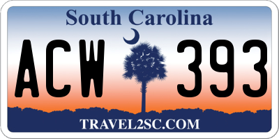 SC license plate ACW393