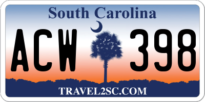 SC license plate ACW398