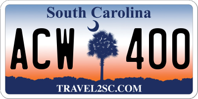 SC license plate ACW400