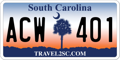 SC license plate ACW401