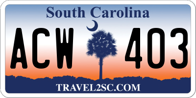 SC license plate ACW403