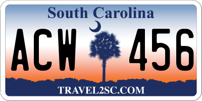 SC license plate ACW456