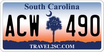 SC license plate ACW490