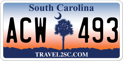 SC license plate ACW493