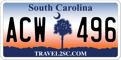 SC license plate ACW496