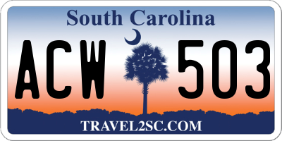 SC license plate ACW503