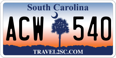 SC license plate ACW540