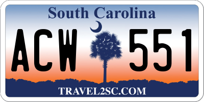 SC license plate ACW551