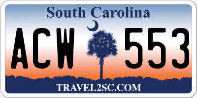 SC license plate ACW553