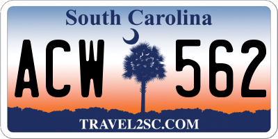 SC license plate ACW562