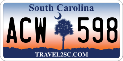 SC license plate ACW598