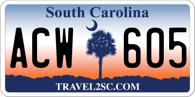 SC license plate ACW605
