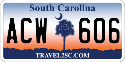 SC license plate ACW606