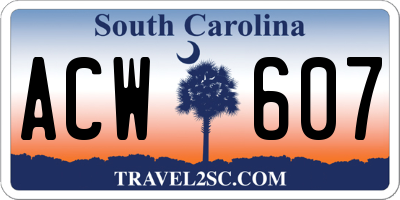 SC license plate ACW607