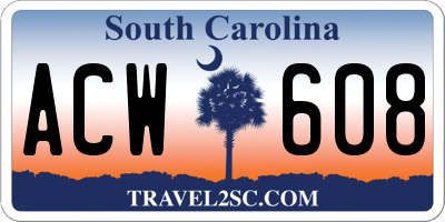 SC license plate ACW608