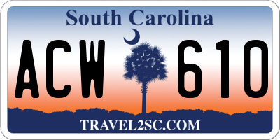 SC license plate ACW610