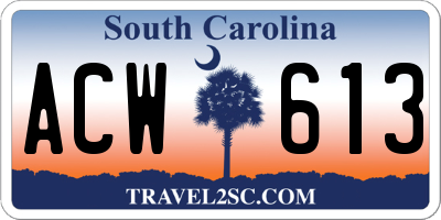 SC license plate ACW613