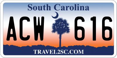SC license plate ACW616