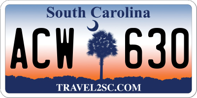 SC license plate ACW630