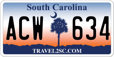 SC license plate ACW634