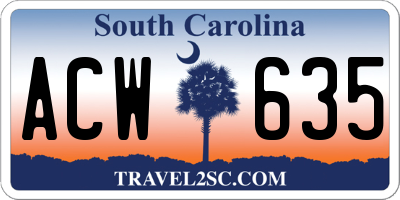 SC license plate ACW635