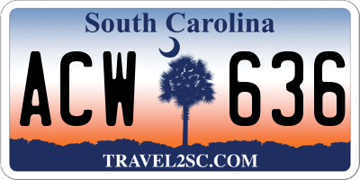 SC license plate ACW636
