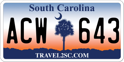 SC license plate ACW643