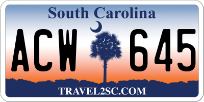 SC license plate ACW645