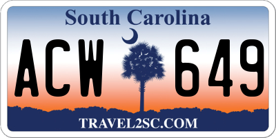 SC license plate ACW649