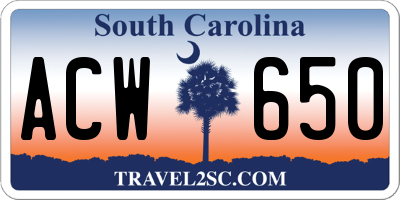 SC license plate ACW650