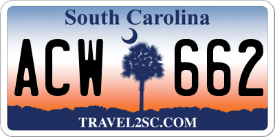 SC license plate ACW662