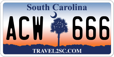 SC license plate ACW666