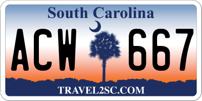SC license plate ACW667