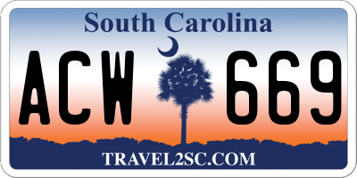 SC license plate ACW669